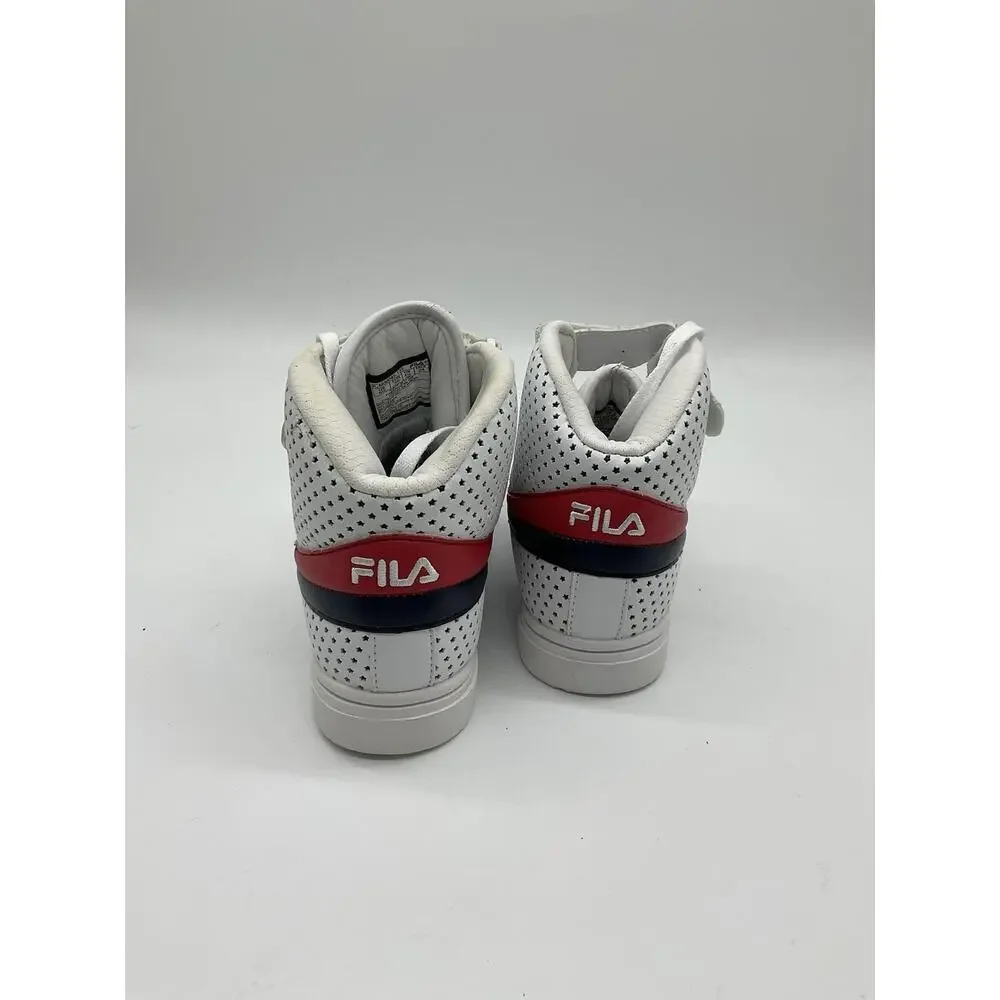 FILA‎ Shoes Mens 5.5 White Perforated High Top Strap Athletic Casual Sneakers